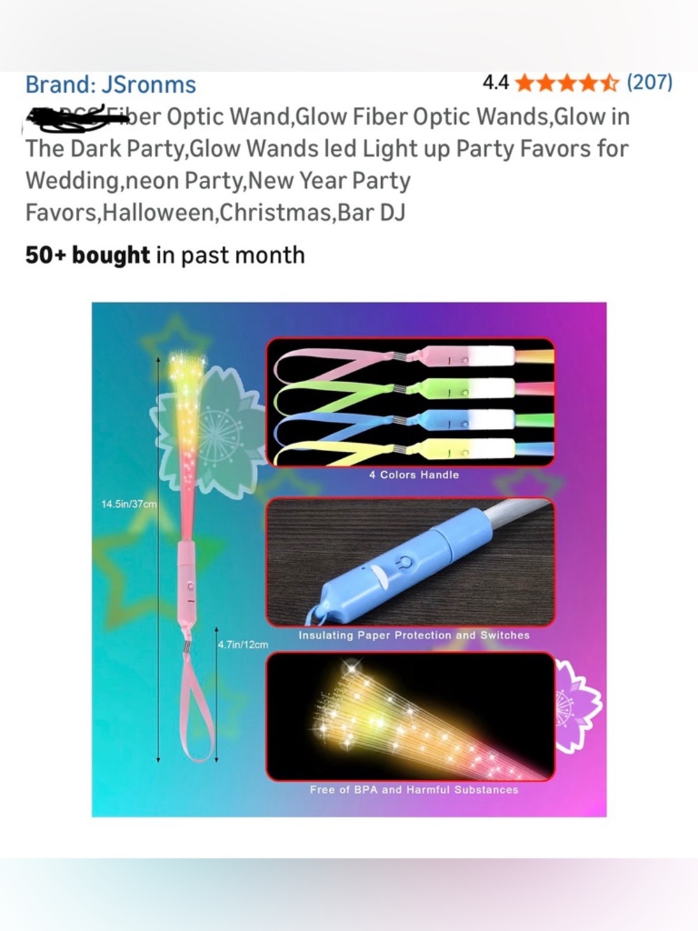 ♻️ 14 Fiber Optic Wands - Pink, Green, Blue, Yellow